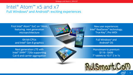 Intel Atom x3, x5 и x7 - новое поколение мобильных чипов